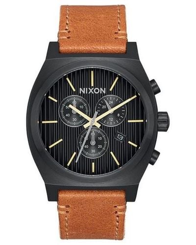 Nixon Chronograph Quarz Uhr mit Leder Armband A1164-2664-00 - Mehrfarbig