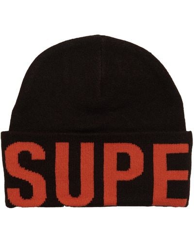Superdry Branded Knitted Beanie Hat Baseball Cap - Red