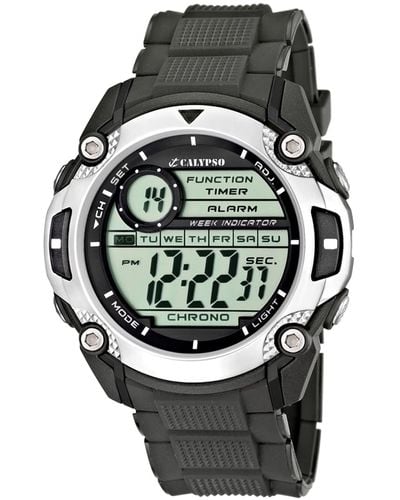 Calypso St. Barth Digital Watch With Lcd Dial Digital Display And Black Plastic Strap K5577/1