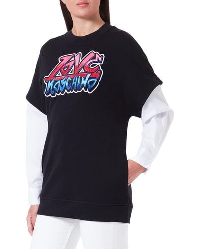 Love Moschino Oversize Personalised With Maxi Brand Graffiti Embroidery Sweatshirt - Blue