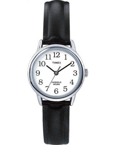 Timex T20441 Easy Reader 25mm Black/silver-tone/white Leather Strap Watch