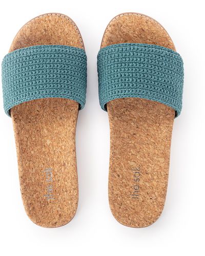 The Sak Docino Slide Sandal In Crochet - Blue