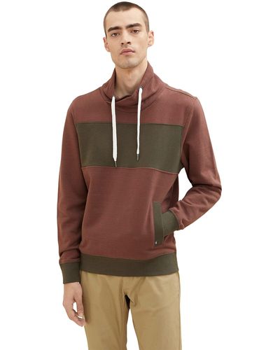 Tom Tailor 1034405 Hoodie Sweatshirt mit Streifen - Braun