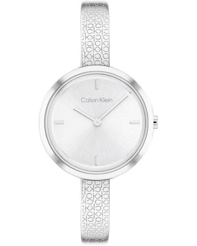 Calvin Klein Reloj Analógico de Cuarzo para mujer con Correa en Acero Inoxidable plateada - 25200181 - Blanco