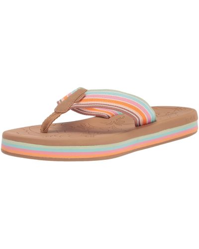 Roxy Colbee Hi Sandals White/Orange/Pink 10 M - Mehrfarbig