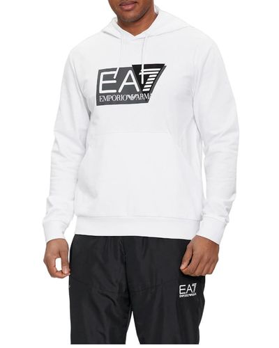 Emporio Armani Sweatshirt mit Kapuze aus angerauter Baumwolle - Weiß