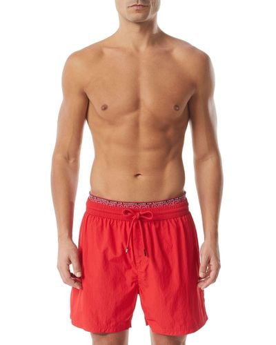 DIESEL Short de bain à taille double - Rouge