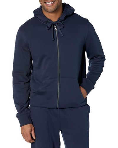 Amazon Essentials Lightweight Long-sleeve French Terry Full-zip Hooded Sweatshirt - Blue