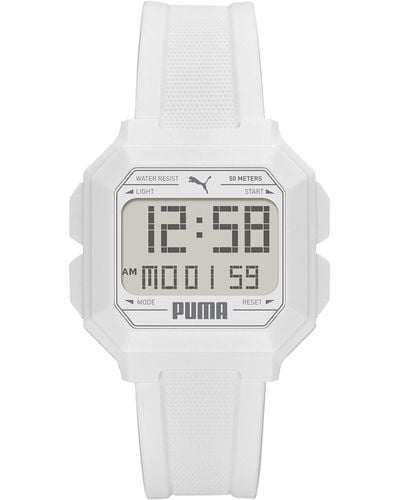 PUMA Digital Quartz Watch With Plastic Strap P5054 - White