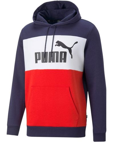 PUMA Ess+ Colorblock Hoodie Sweatshirt - Blue