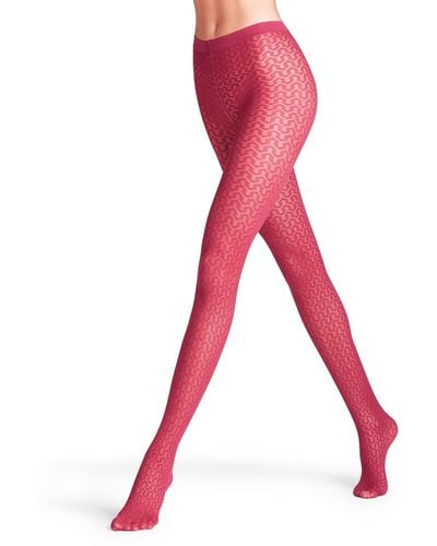 FALKE Cryptogram 30 Den W Ti Sheer Patterned 1 Pair Tights - Red