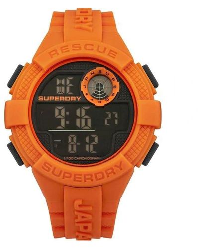 Superdry Herren Digital Quarz Uhr mit Silikon Armband SYG193O - Orange