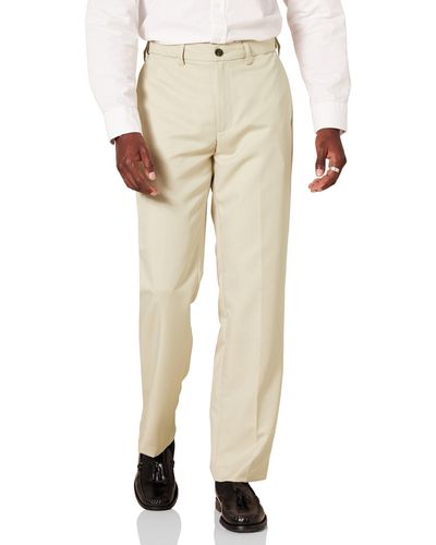 Amazon Essentials Pantalón de Vestir sin Pinzas de Cintura Expansible y Ajuste Clásico Hombre - Neutro