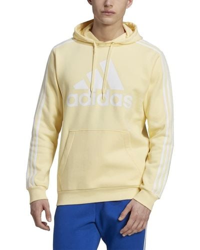 adidas 3-stripes Fleece Hooded Sweatshirt - Yellow