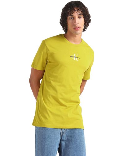 Calvin Klein Monologo Regular Tee S/s Knit Tops Yellow