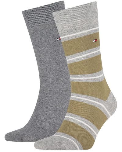 Tommy Hilfiger Mens Rugby Colorblock Classic Sock - Gris