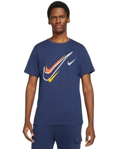 Nike Court T Shirt S Swoosh Logo Tee Short Sleeve Classic T Shirt Navy Dq3944 410 New - Blue
