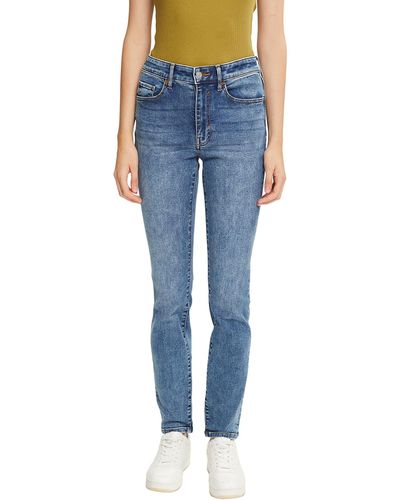 Esprit Skinny-fit- High Rise Jeans mit Washed-Out-Effect - Blau