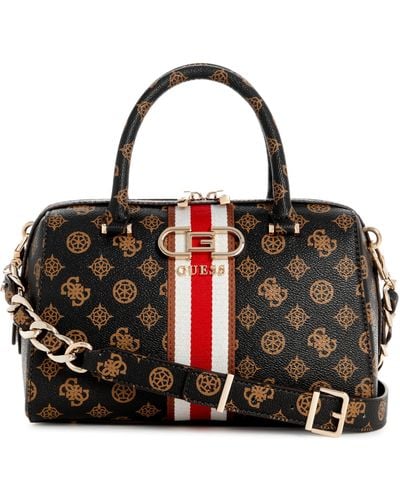 Guess Nelka Box Satchel Mocha Logo - Nero