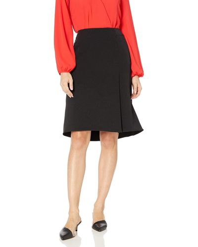 Kasper Stretch Crepe Skirt With Layer Detail - Black