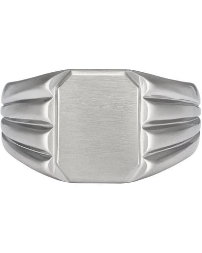 Fossil Stainless Steel Silver Signet Ring - Grey