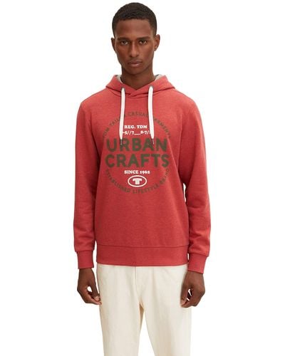 Tom Tailor 1035833 Hoodie Sweatshirt mit Print - Rot