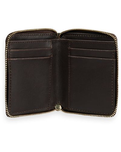 Scotch & Soda Leather Bill Fold Zip Wallet Walnut - Schwarz