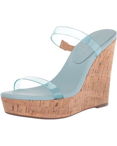 Jessica Simpson S Tumile Open Toe Slip On Wedge Sandals Blue 8 Medium