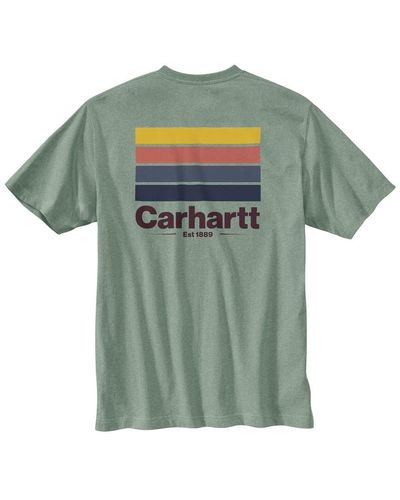 Carhartt 105713 Relaxed Fit Heavyweight Short Sleeve Pocket Line Graphic - Grün