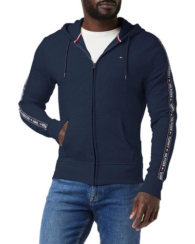 Tommy Hilfiger Hoody LS HWK, Sudadera con Capucha y Cremallera para Hombre, Azul (Navy Blazer 416) Medium