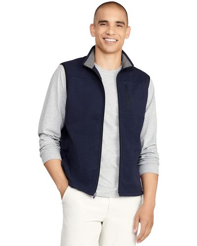 Izod Advantage Performance Full Zip Sweater Fleece Vest - Blue