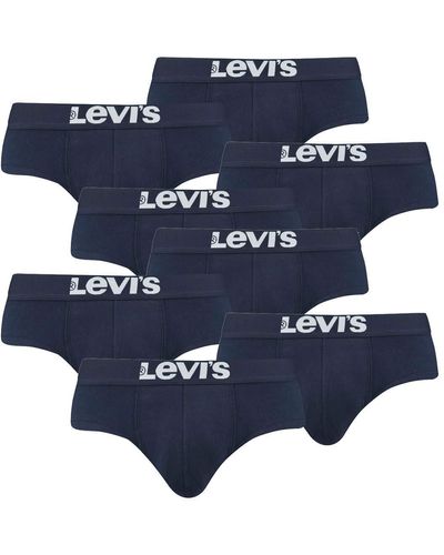 Levi's 8er Pack Levis Solid Basic Brief Shorts Slip Unterhose Pant Unterwäsche - Blau