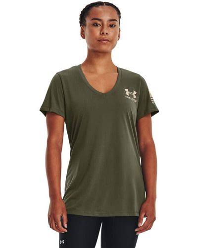 Under Armour Freedom Tech Short Sleeve V-neck T-shirt - Green