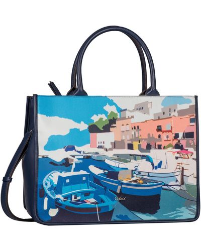 Gabor Shopper "ALANA Zip shopper L", mit schönem Print - Blau