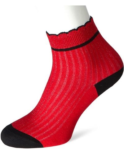 HUGO Sh Rib Lurex W Ankle Socks - Red