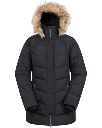 Mountain Warehouse Water Resistant Winter Coat With Faux Fur Trim - Black