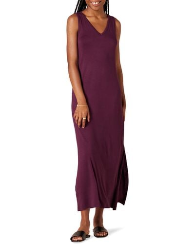 Amazon Essentials Jersey V-neck Tank Maxi-length Dress - Purple