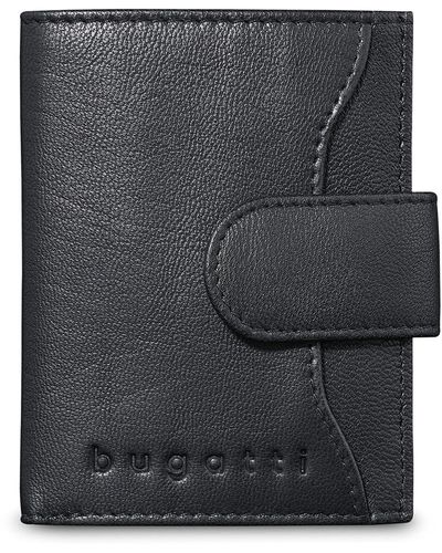 Bugatti Secure Smart Slim Wallet in pelle – con protezione RFID – Portafoglio piatto per 8 carte di credito con scomparto – Portamonete - Grigio