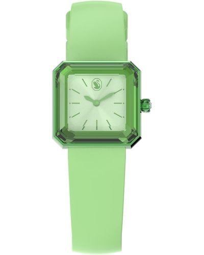 Swarovski Lucent Jewelry Watch Stainless Steel And Pvd Gold Emerald - Green