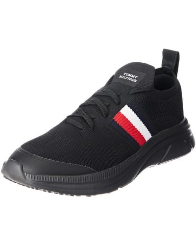 Tommy Hilfiger Modern Runner Gebreide Strepen Sneaker - Zwart