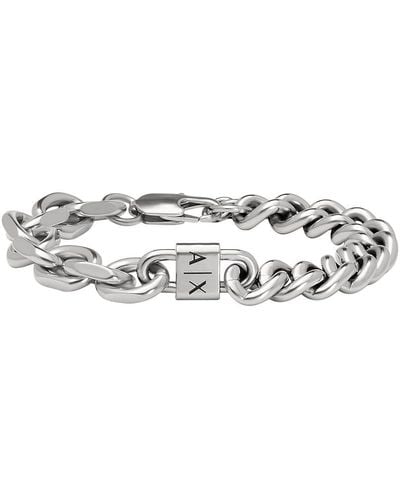 Emporio Armani Armani Exchange Bracelet en chaîne en acier inoxydable pour hommes - Métallisé