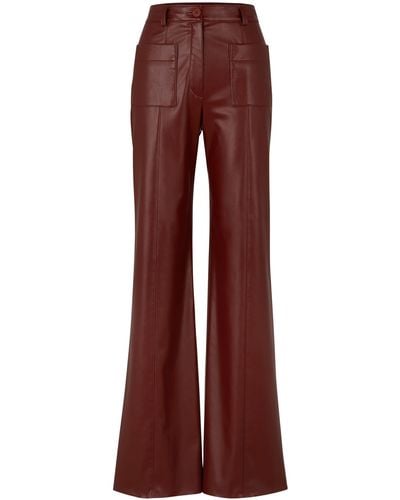 HUGO High-waisted Straight-fit Trousers In Faux Leather - Red