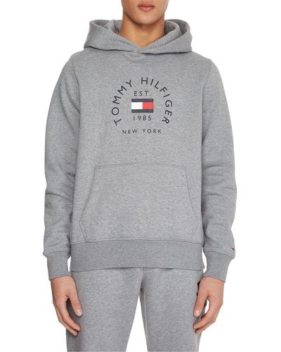 Tommy Hilfiger Hilfiger Flag Arch Hoody Hooded Sweatshirt - Grey