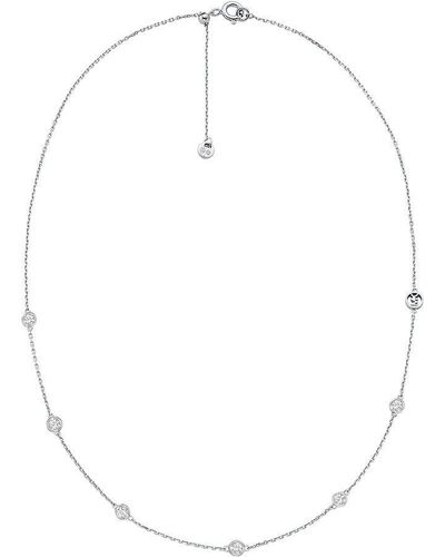 Michael Kors Premium Kors Brilliance Sterling Silver Station Necklace - White
