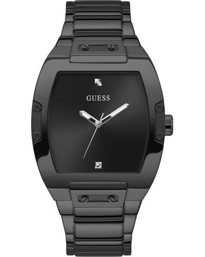 Guess Trend Tonneau Diamond 43mm Quartz Watch With Stainless Steel Strap - Black