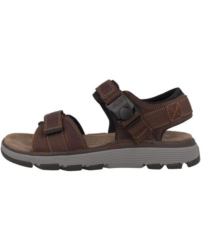 Clarks Un Trek Leather Sandals - Brown