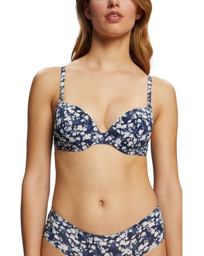 Esprit Stampato Micro RCS Sexy Padded Reggiseno Imbottito - Blu