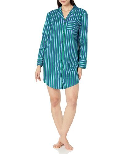 Amazon Essentials Lightweight Flannel Pant And Long-sleeve T-shirt Sleep Set - Blue