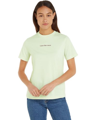 Calvin Klein Jeans T-Shirt ches Courtes Institutional Straight Col Ras-du-Cou - Multicolore