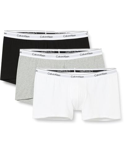 Calvin Klein 3er Pack Boxershorts Trunks Baumwolle mit Stretch - Weiß